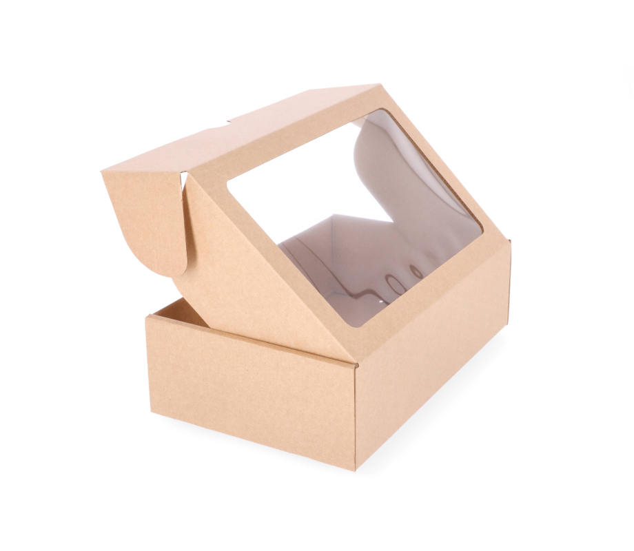 427-13L: 270 x 178 x 80 mm cardboard quick-closing box with window FEFCO 0427 4