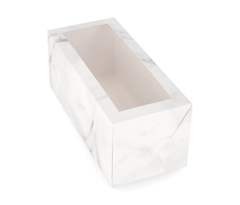 AKC/D3: 285x 125 x 120 mm Foldable pie box with PVC window, marble colour 1