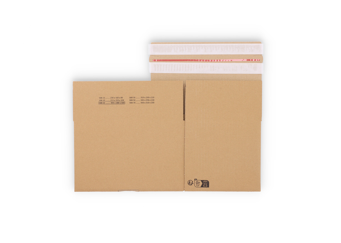 ASGD/21: 255 x 180 x 160 mm <br> Shipping box with auto-lock bottom, adhesive closure and return strips 6