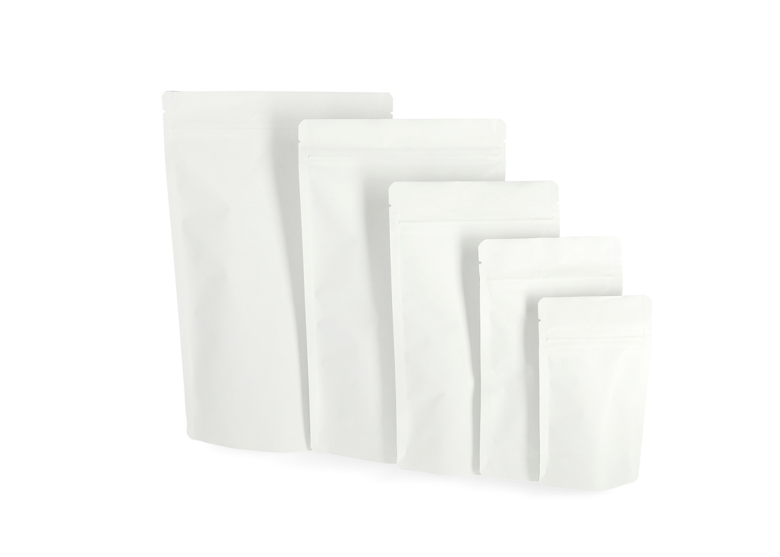 DOY-B: White stand-up Doypack pouches, pack of 100 pcs 1