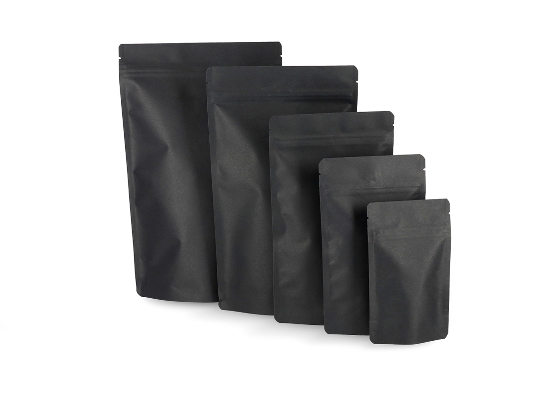 DOY-J: Black stand-up Doypack pouches, pack of 100 pcs 1