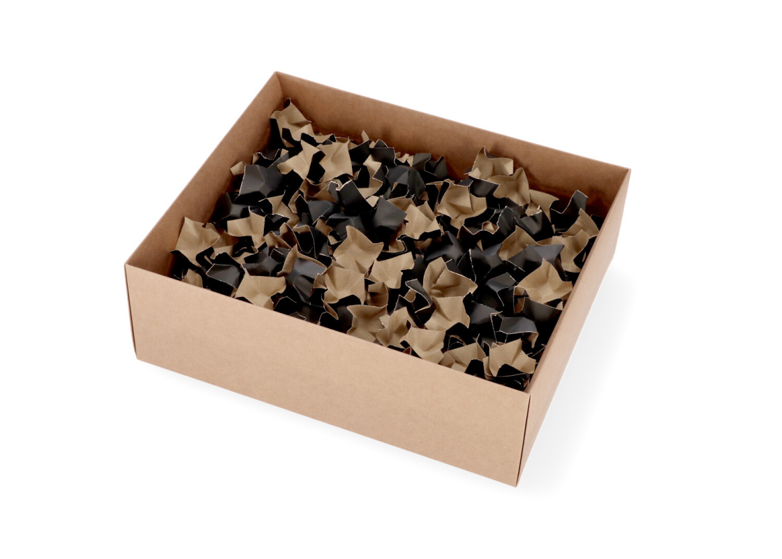 FIL/R: Brown-black recycled paper infill for a box, 67 l 2