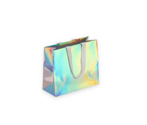 HOLO-1: 240x100x205 mm Luxury paper holographic bag with fabric handles 1