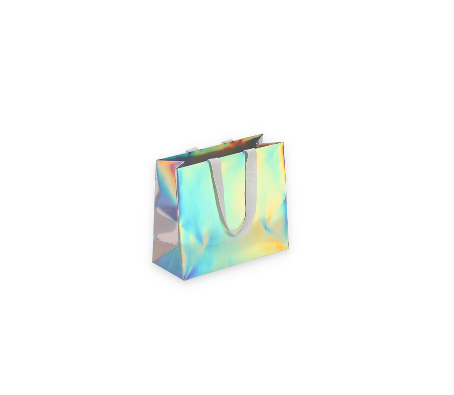 HOLO-1: 240x100x205 mm Luxury paper holographic bag with fabric handles 10