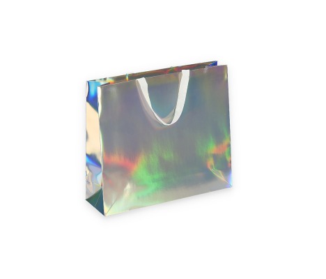 HOLO-2: 400x120x350 mm Luxury paper holographic bag with fabric handles 1