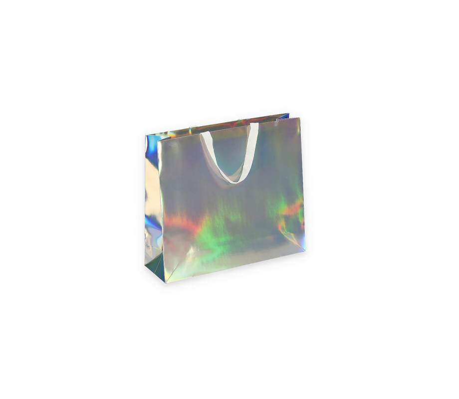 HOLO-2: 400x120x350 mm Luxury paper holographic bag with fabric handles 11