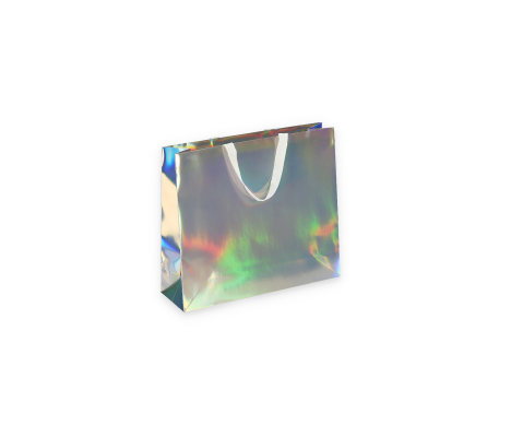 HOLO-2: 400x120x350 mm Luxury paper holographic bag with fabric handles 3