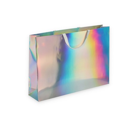 HOLO-3: 600x130x420 mm Luxury paper holographic bag with fabric handles 1