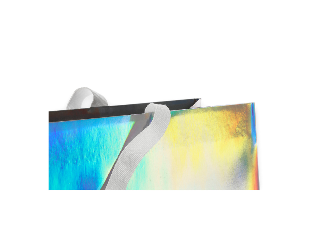 HOLO-1: 240x100x205 mm Luxury paper holographic bag with fabric handles 2