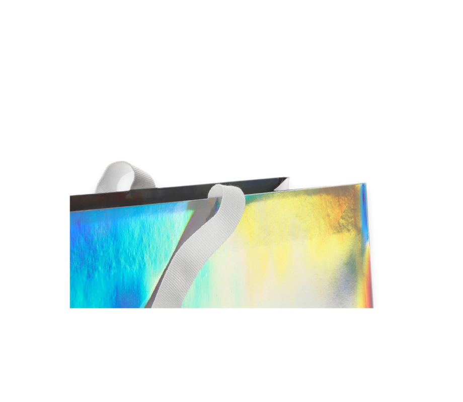 HOLO-1: 240x100x205 mm Luxury paper holographic bag with fabric handles 11