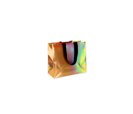 HOLO-1: 240x100x205 mm Luxury paper holographic bag with fabric handles 2