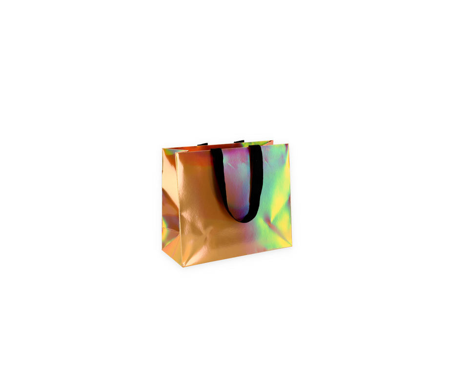 HOLO-1: 240x100x205 mm Luxury paper holographic bag with fabric handles 5