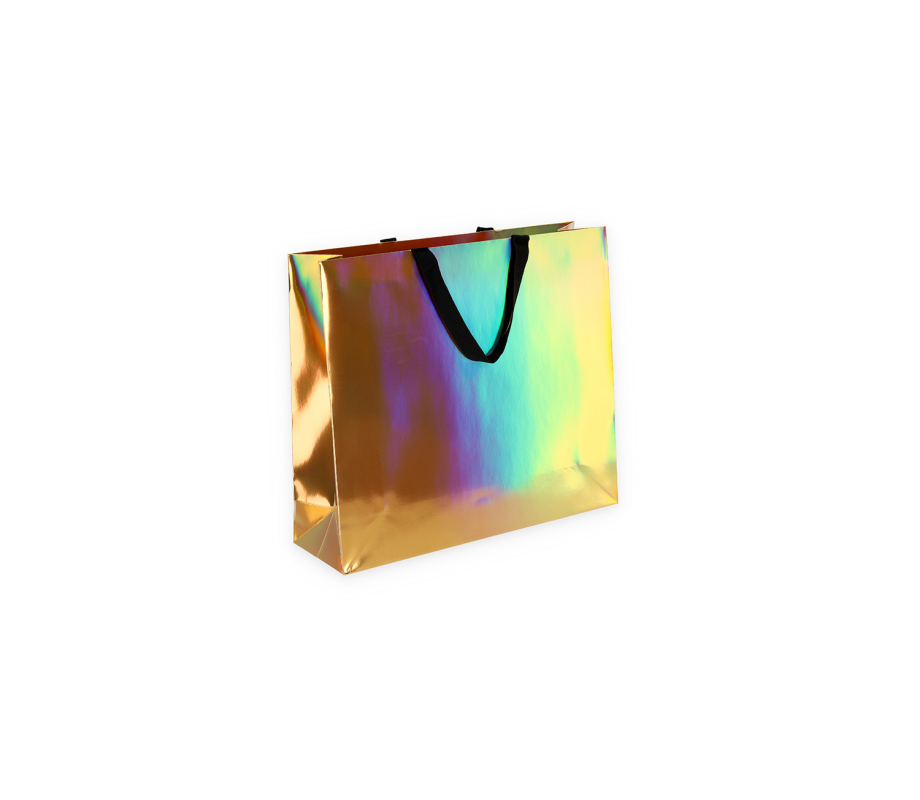 HOLO-2: 400x120x350 mm Luxury paper holographic bag with fabric handles 6