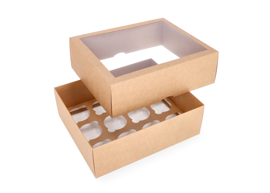 KEK-12L: 300 x 250 x 100 mm <br>Box for 12 cupcakes with PVC window 1