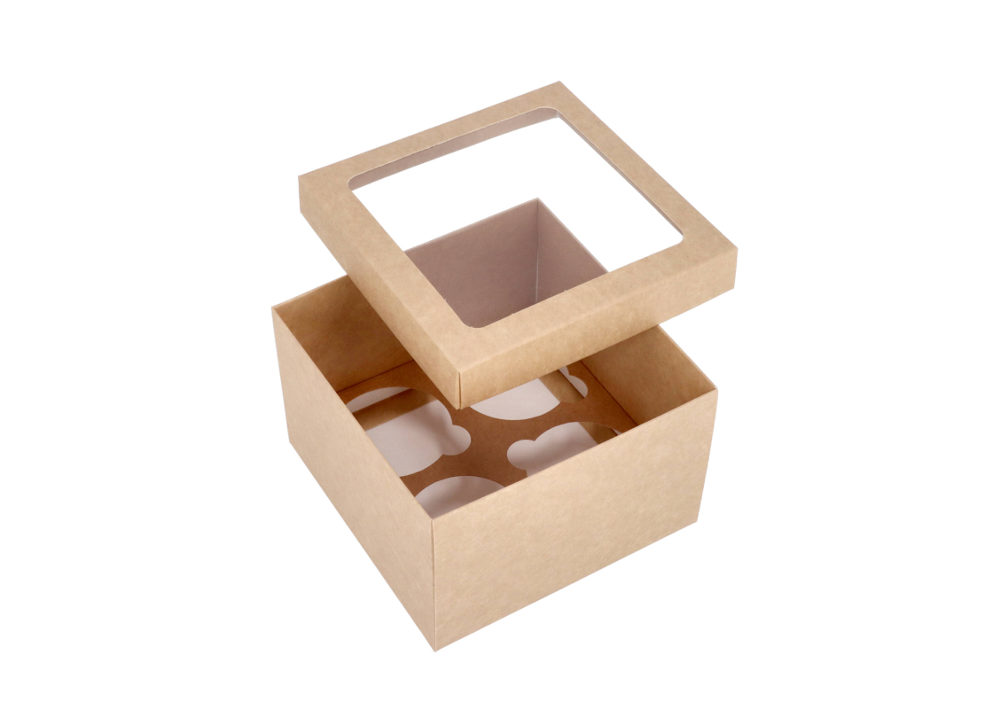 KEK-4L: 150 x 150 x 100 mm <br>Box for 4 cupcakes with PVC window 1