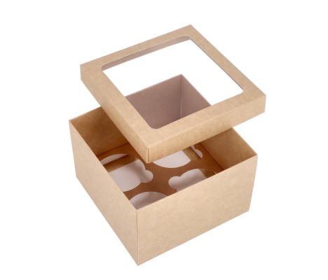 KEK-4L: 150 x 150 x 100 mm <br>Box for 4 cupcakes with PVC window 1