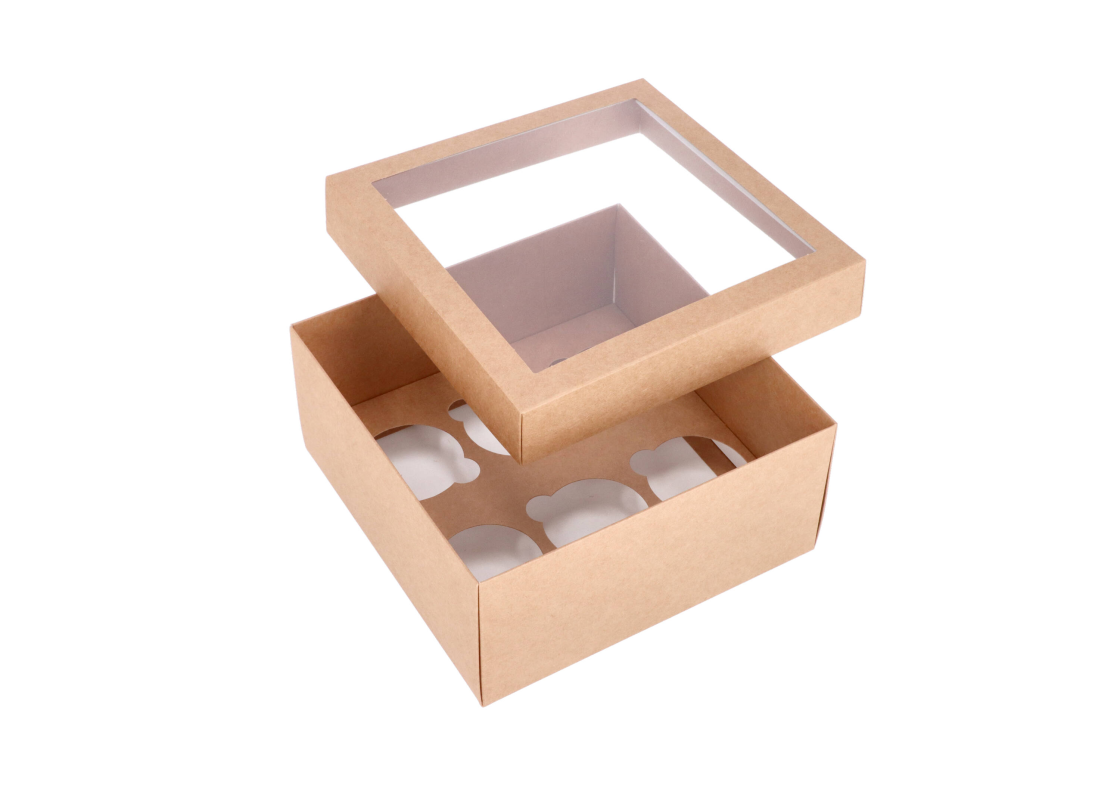 KEK-6L: 210 x 210 x 100 mm <br>Box for 6 cupcakes with PVC window 1