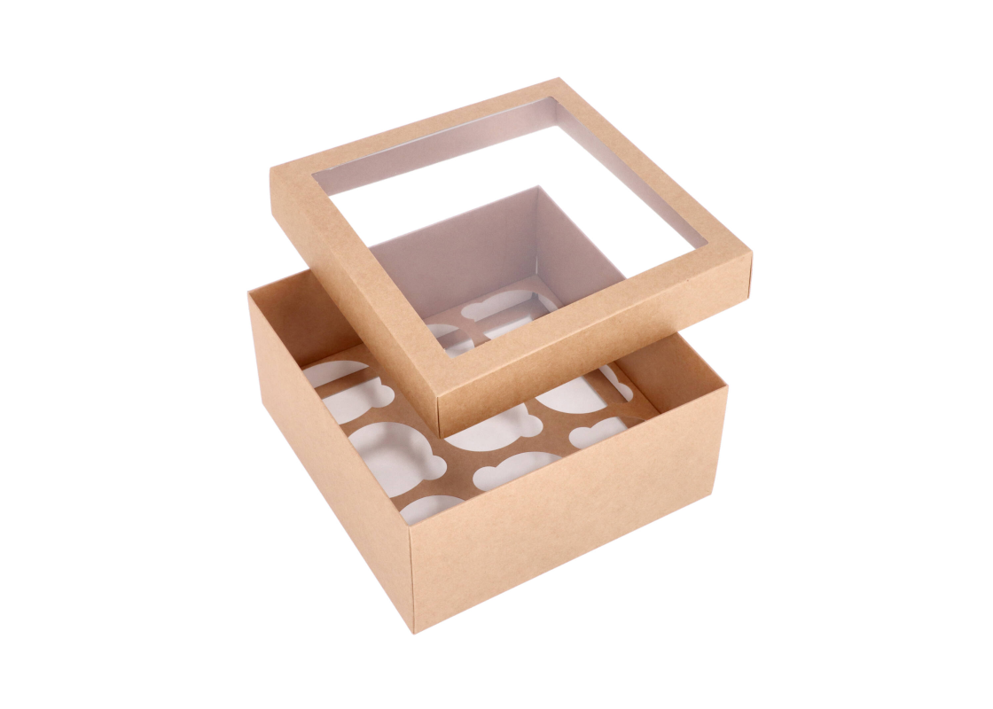 KEK-9L: 210 x 210 x 100 mm <br>Box for 9 cupcakes with PVC window 1