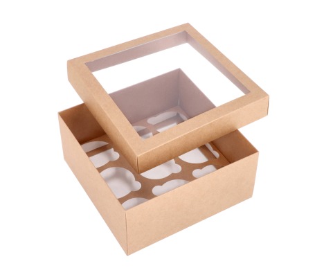 KEK-9L: 210 x 210 x 100 mm <br>Box for 9 cupcakes with PVC window 1