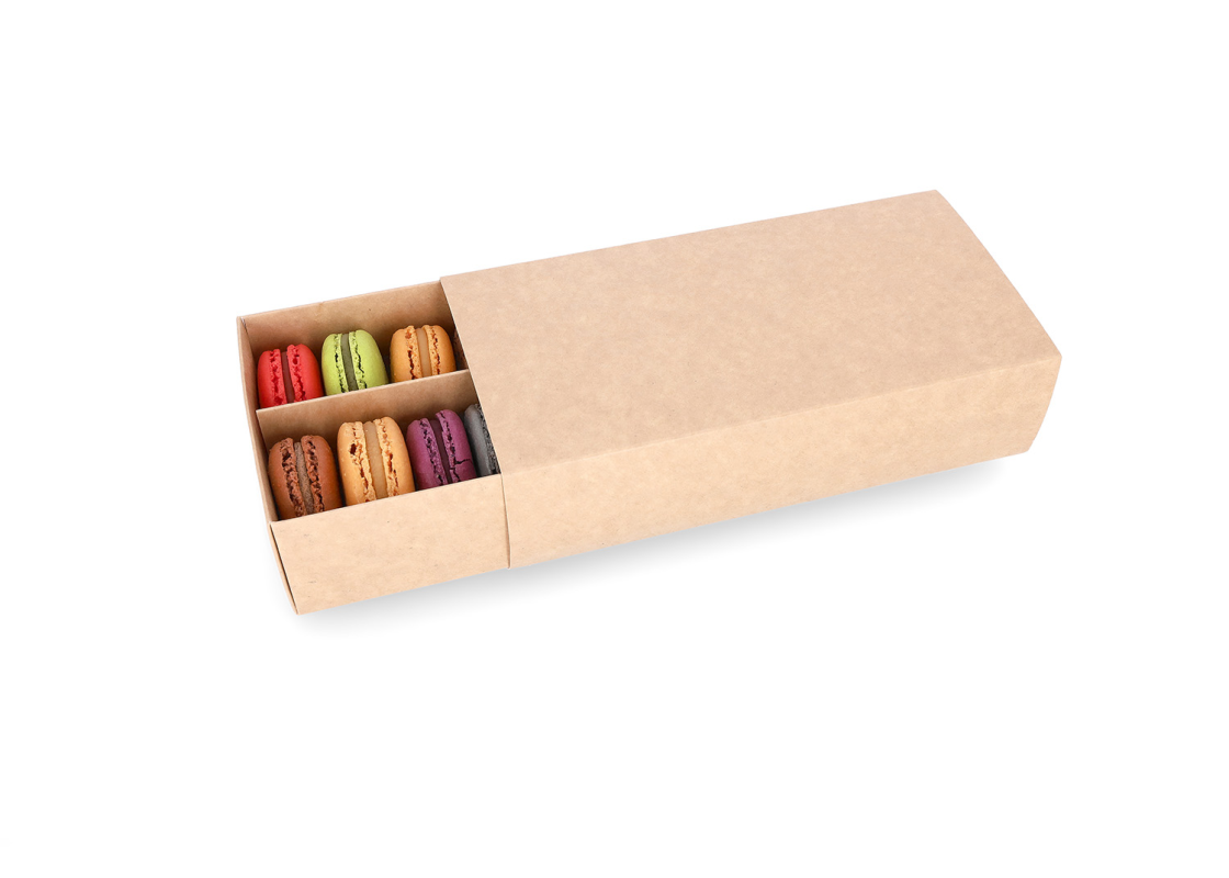 MAC-2/R: 200 x 100 x 50 mm, Brown color box for sweets and macarons cookies (10pcs) 1