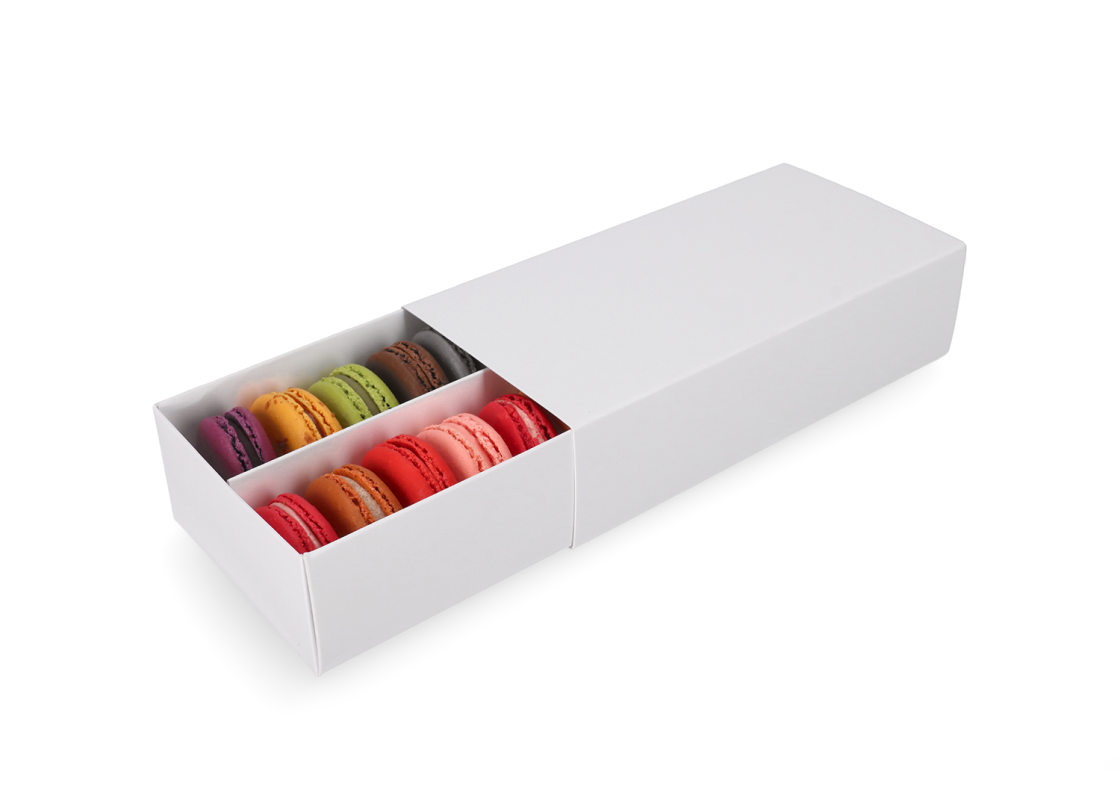 MAC-2/B: 200 x 100 x 50 mm, White color box for sweets and macarons cookies (10 pcs) 2