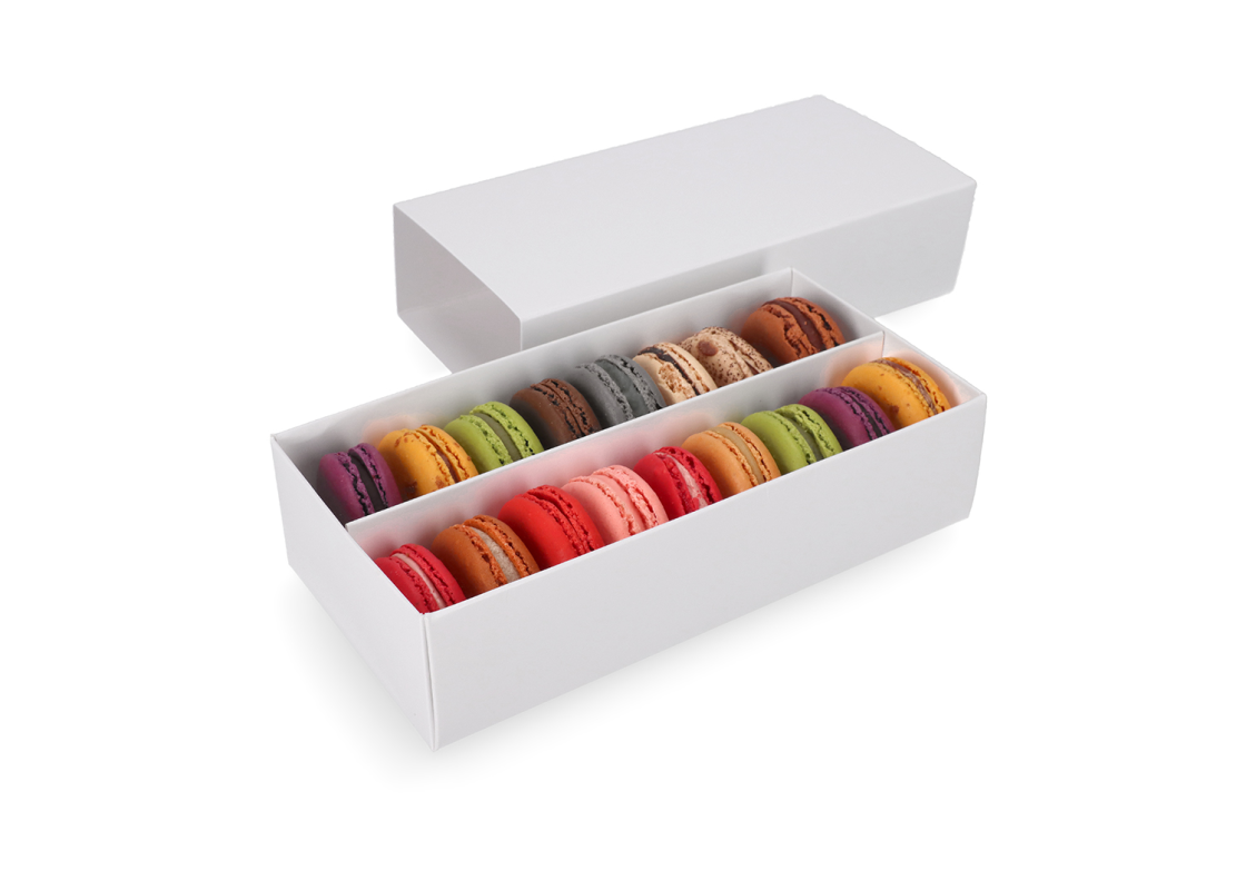 MAC-2/B: 200 x 100 x 50 mm, White color box for sweets and macarons cookies (10 pcs) 1