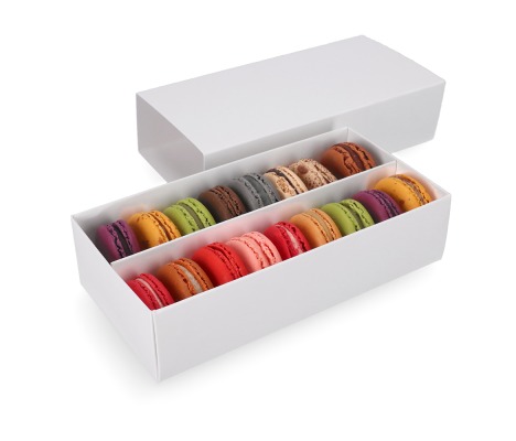 MAC-2/B: 200 x 100 x 50 mm, White color box for sweets and macarons cookies (10 pcs) 1