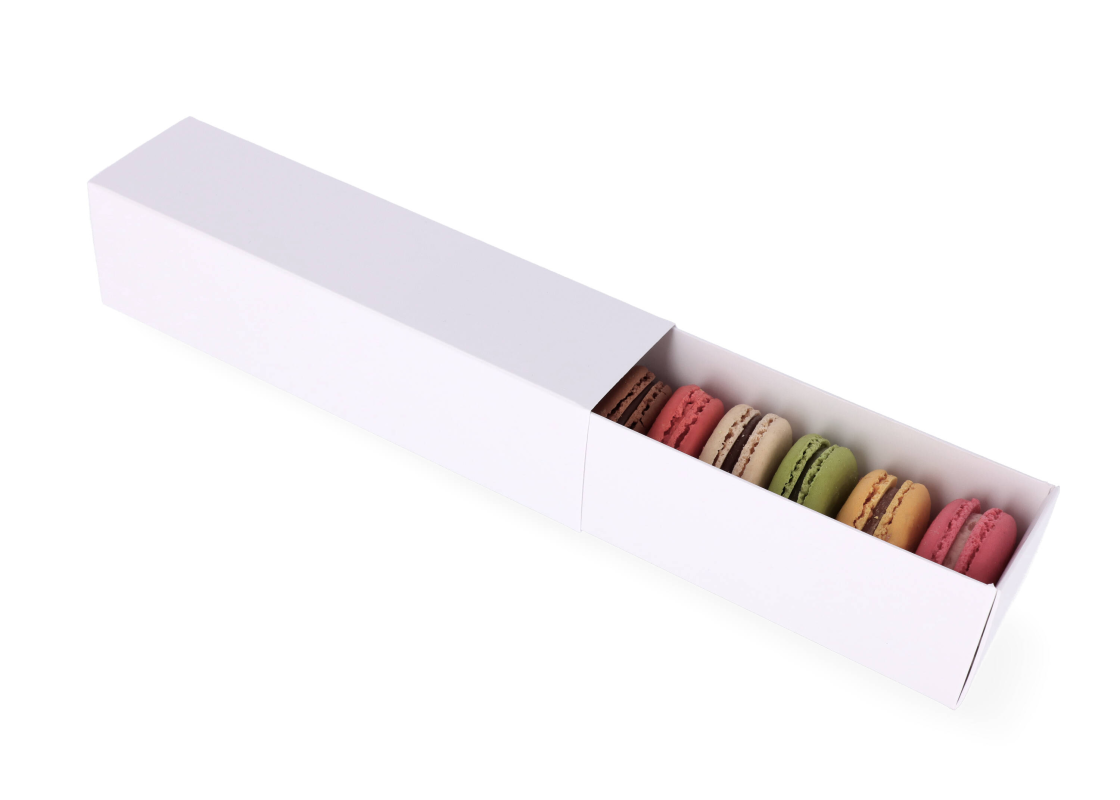 MAC-1/B: 200 x 50 x 50 mm, White color box for sweets and macarons cookies (10pcs) 1