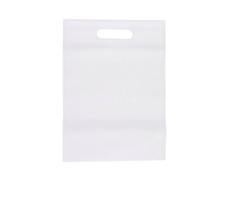MMK-2: White 400 x 450 mm non-woven bag with crossed handle 1