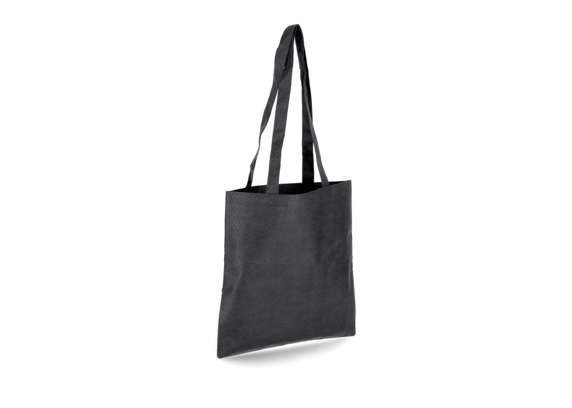 MMK-3:  Black 400 x 400 mm non-woven bag with crossed handle 1