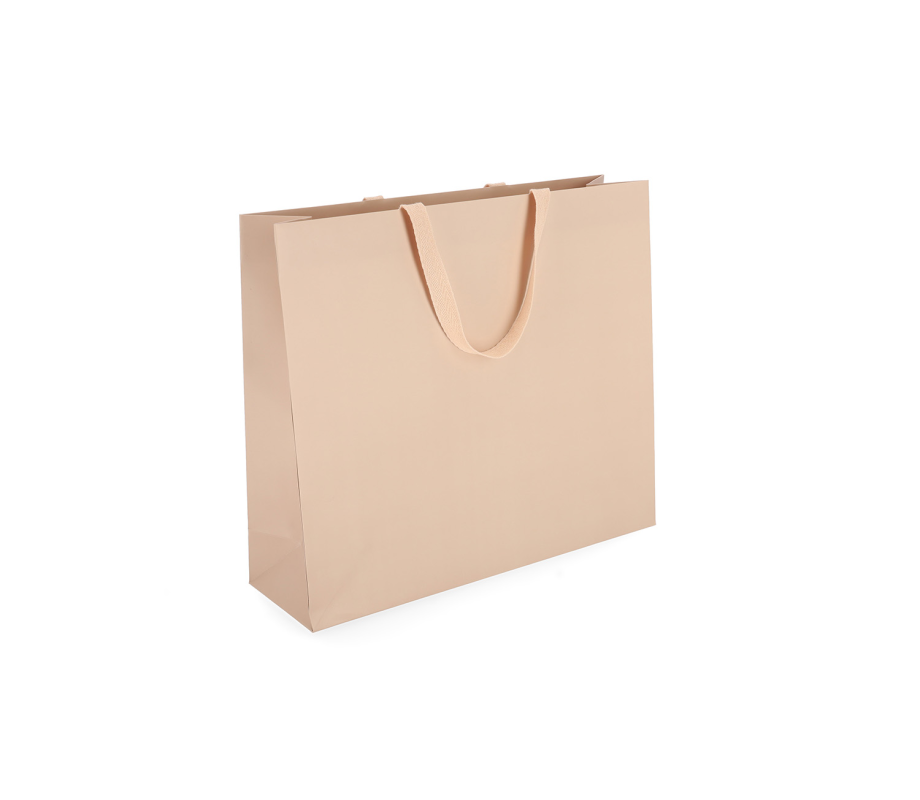 OMG-5: 400x120x350 mm Laminated paper gift bag with integrated fabric handles 3