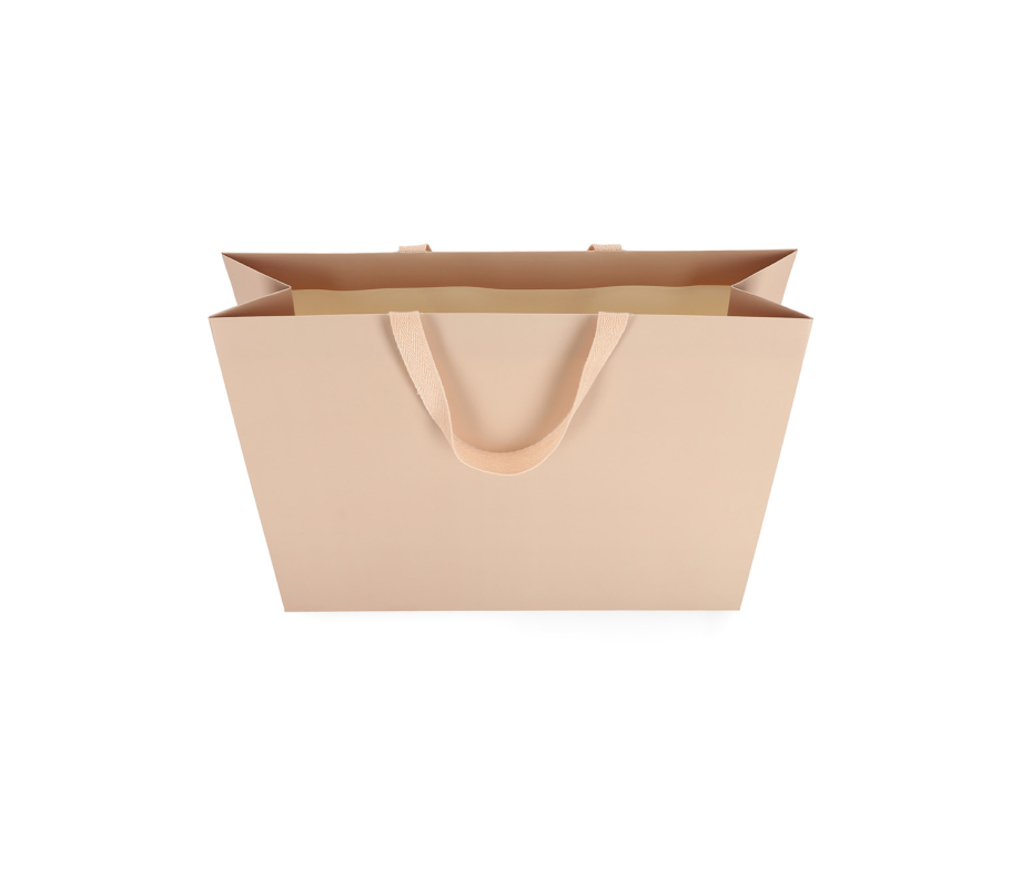 OMG-5: 400x120x350 mm Laminated paper gift bag with integrated fabric handles 4