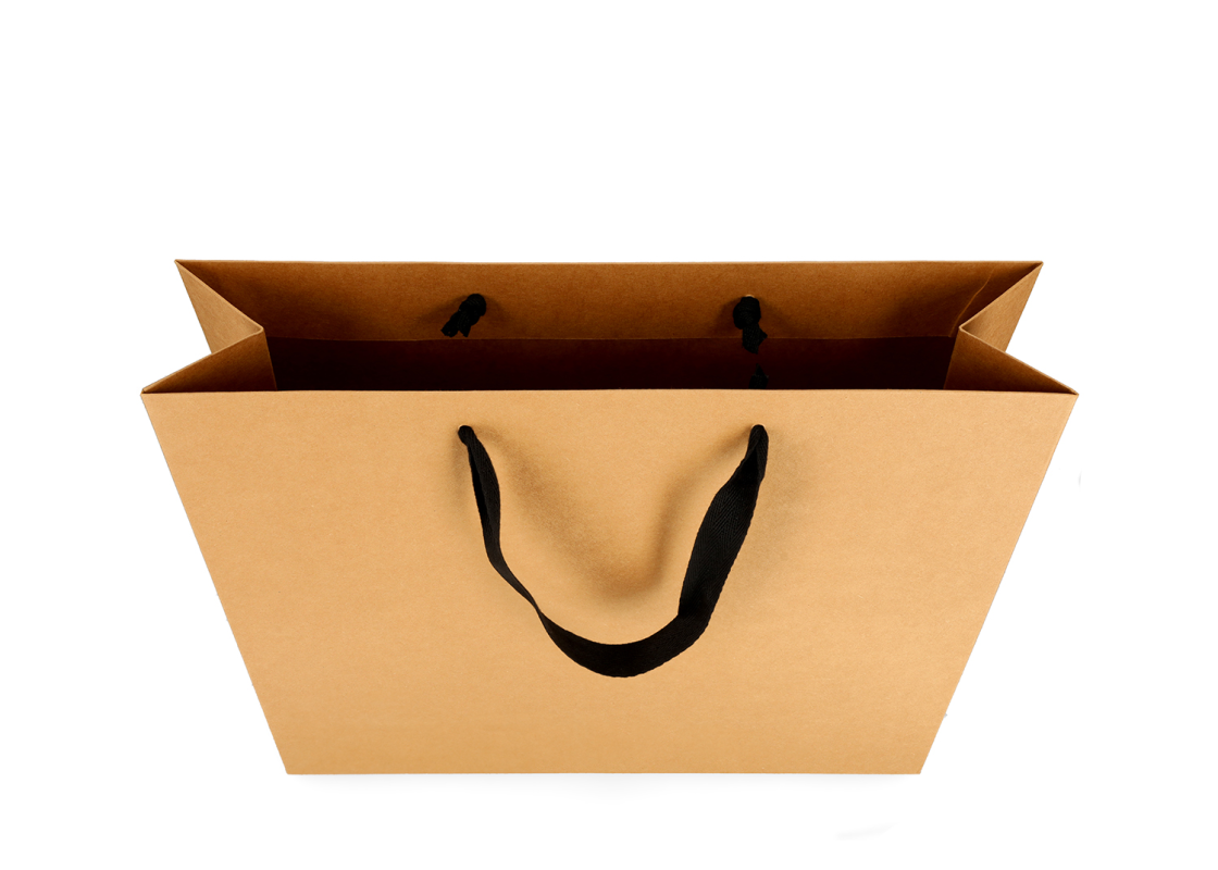 OMG-8: 450x150x350 mm Luxury paper gift bag with black integrated fabric handles 2