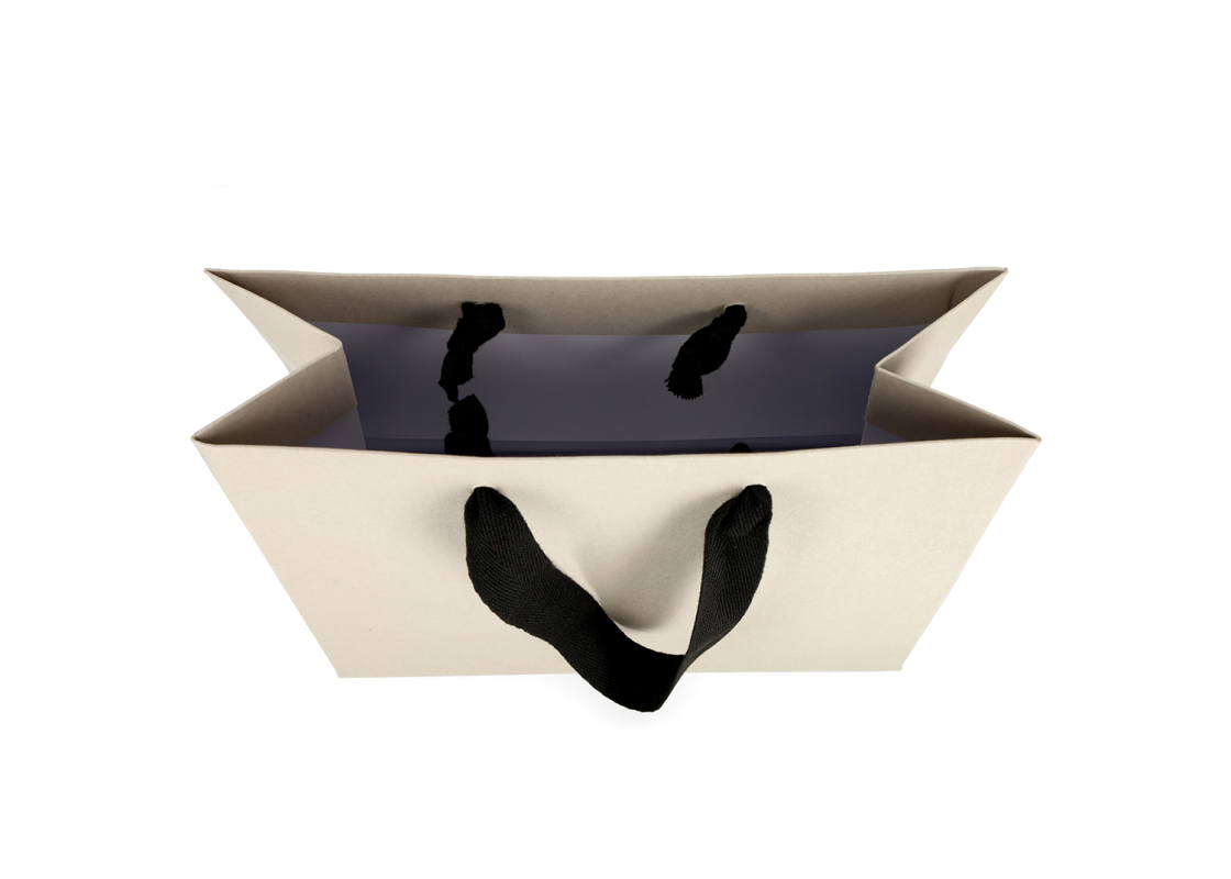 OMG-8: 450x150x350 mm Luxury paper gift bag with black integrated fabric handles 2