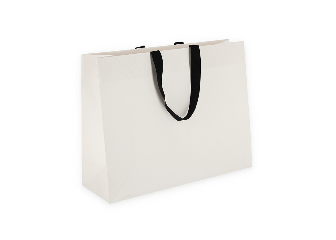 OMG-8: 450x150x350 mm Luxury paper gift bag with black integrated fabric handles 1