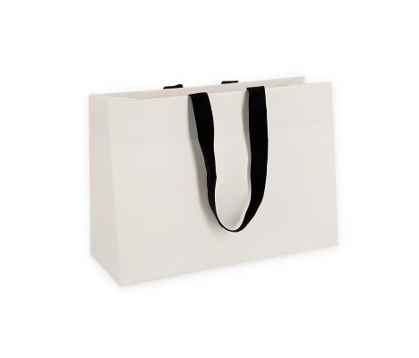 OMG-7: 340x130x240 mm Luxury paper gift bag with black integrated fabric handles 1