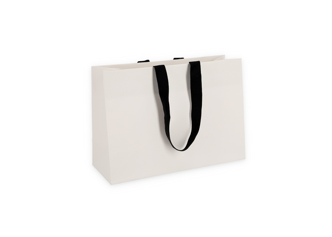 OMG-7: 340x130x240 mm Luxury paper gift bag with black integrated fabric handles 1
