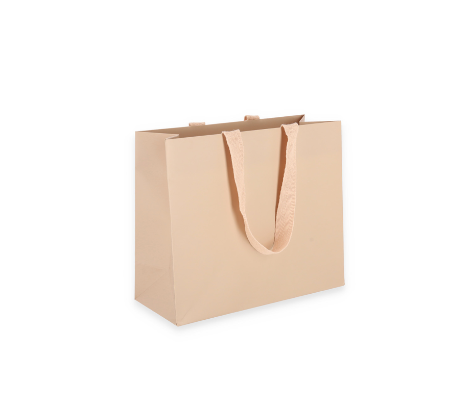 OMG-4: 240x100x205 mm Laminated paper gift bag with integrated fabric handles 1