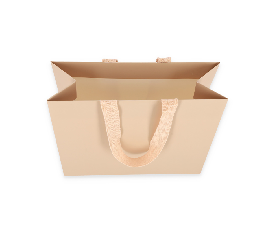 OMG-4: 240x100x205 mm Laminated paper gift bag with integrated fabric handles 2
