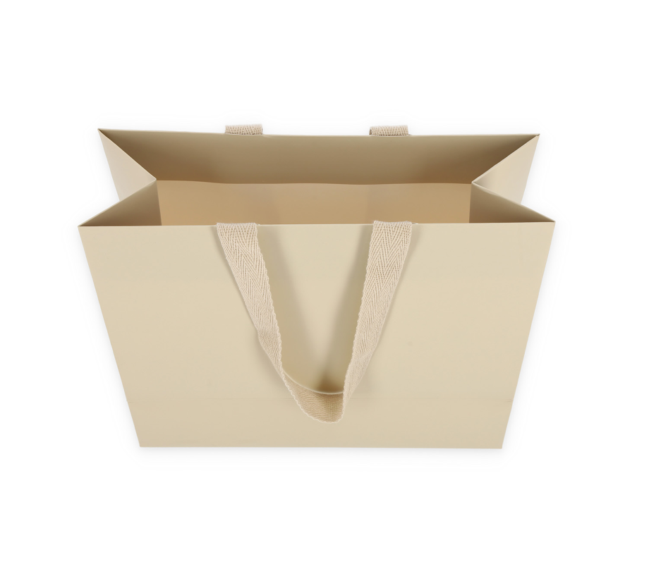 OMG-5: 400x120x350 mm Laminated paper gift bag with integrated fabric handles 9