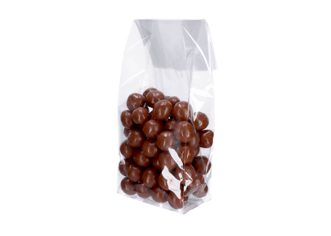 OPP-D2: 80 x 50 x 250 mm plastic OPP bag with block bottom, 100 pcs. 1
