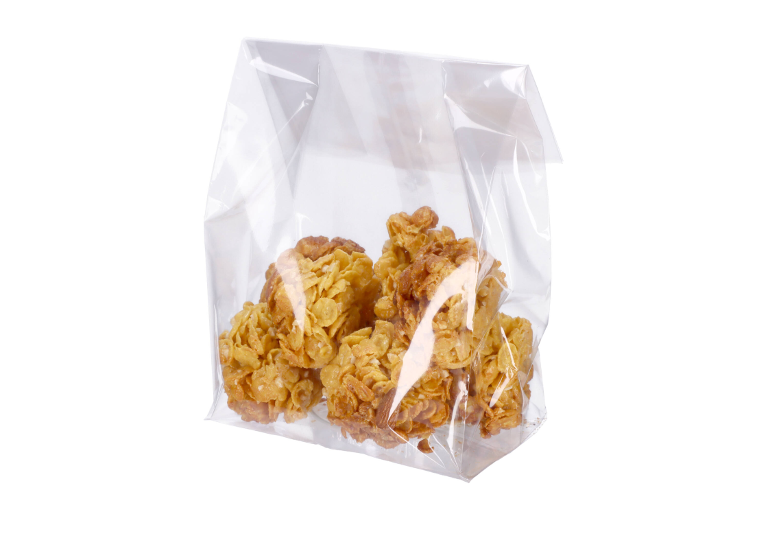 OPP-D4: 140 x 80 x 240 mm plastic OPP bag with block bottom, 100 pcs. 1