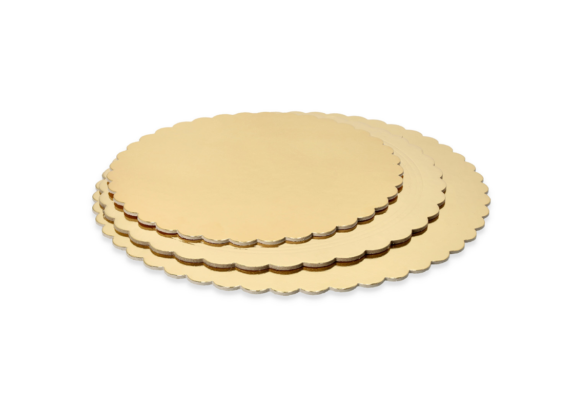 PD-FB26: Ø260 mm cake tray, wavy edges, gold, 10 pcs. 1