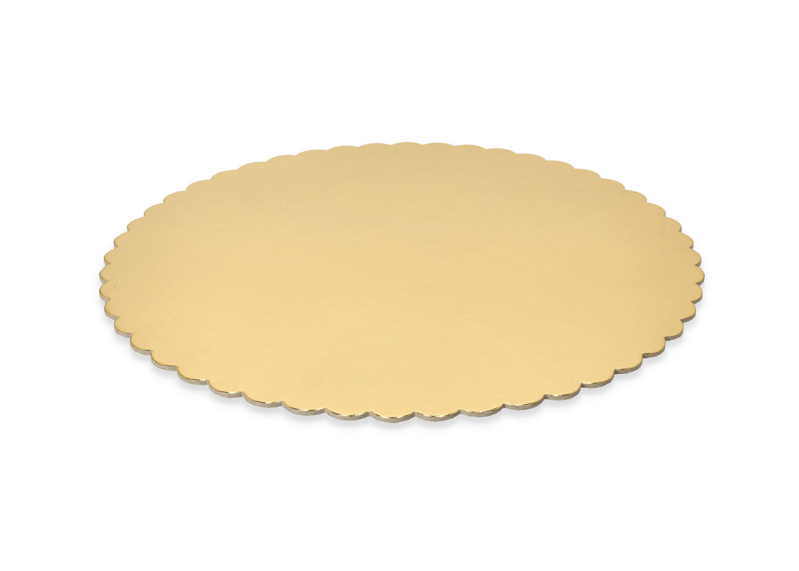 PD-FB26: Ø260 mm cake tray, wavy edges, gold, 10 pcs. 2