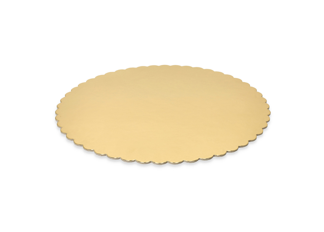 PD-FB34: Ø340 mm cake tray, wavy edges, gold, 10 pcs. 1