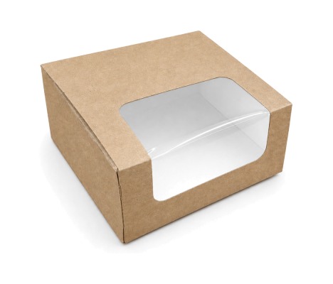 PRAL-8: 132x132x66 mm<br>quick-assembly pastry & dessert box with PVC window, 25 pcs. 1