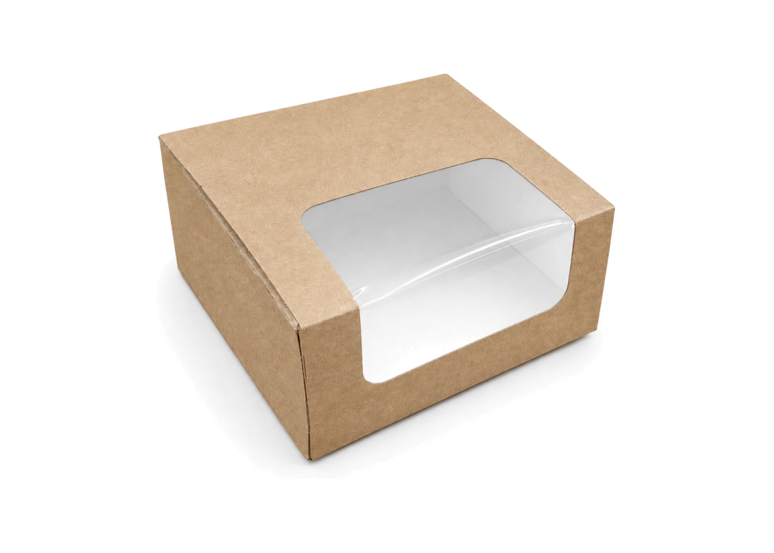 PRAL-8: 132x132x66 mm<br>quick-assembly pastry & dessert box with PVC window, 25 pcs. 1