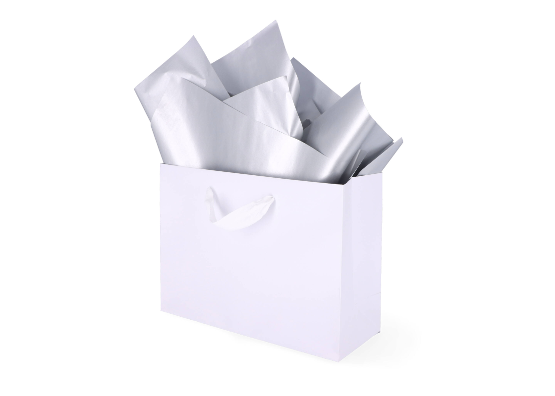 TIS-800: 760 x 500 mm metallized wrapping tissue paper, silver 1