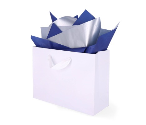 TIS-8006: 760 x 500 mm metallized wrapping tissue paper, silver-blue 1