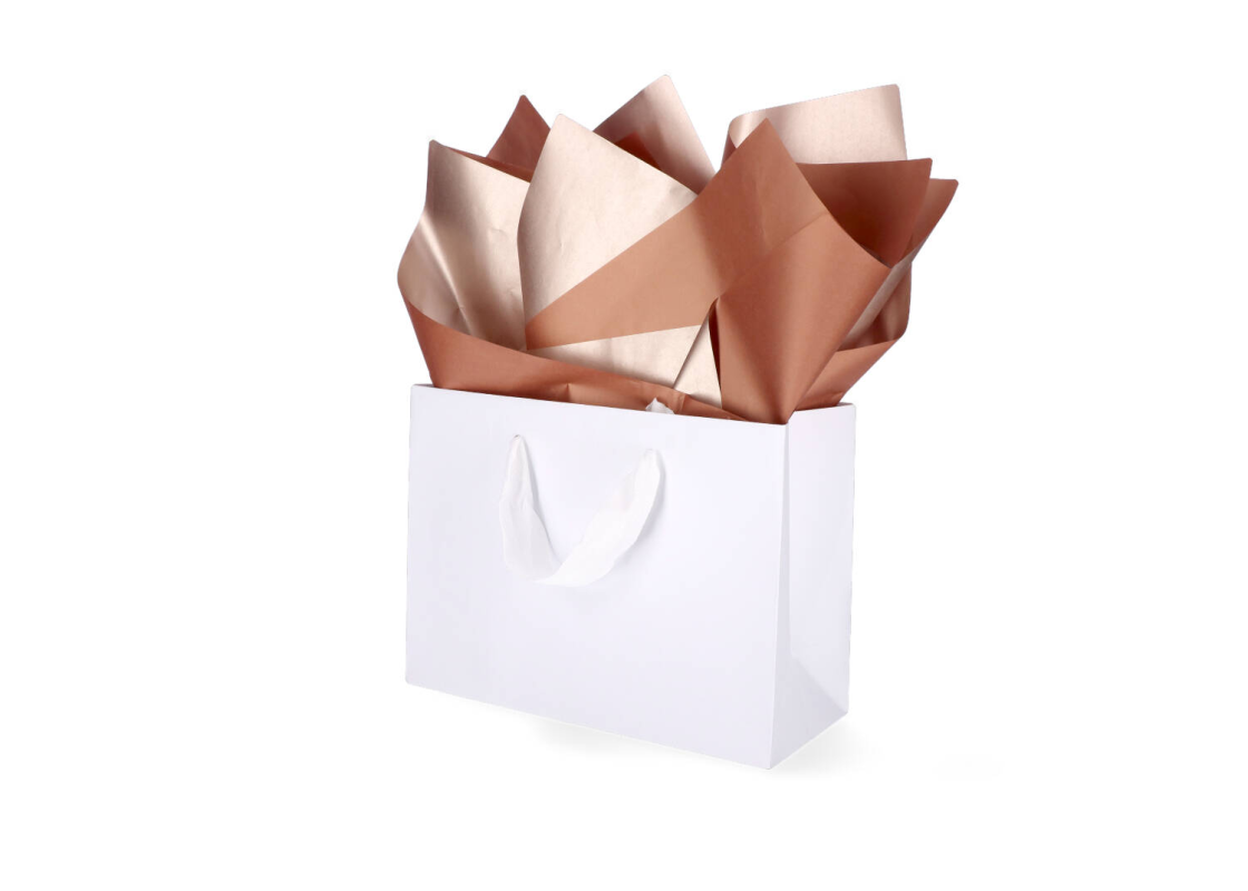 TIS-8045: 760 x 500 mm metallized wrapping tissue paper, cooper-platinum 1